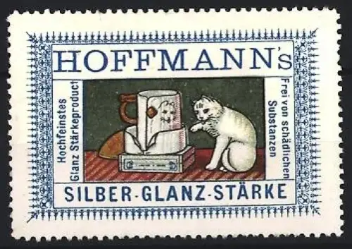 Reklamemarke Hoffmann`s Silber-Glanz-Stärke, Katze
