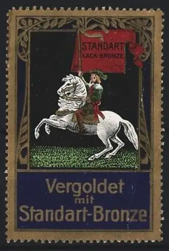 Reklamemarke Standart Lack-Bronze, Reiter auf weissem Pferd