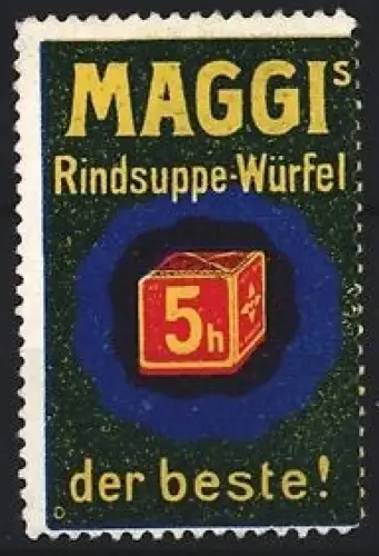 Reklamemarke Maggi`s Rindsuppe-Würfel