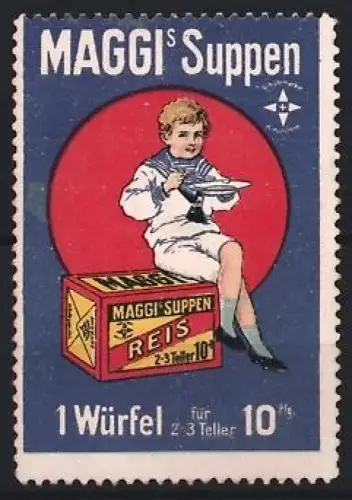 Reklamemarke Maggi, Maggi`s Suppen, Kind mit Suppenteller