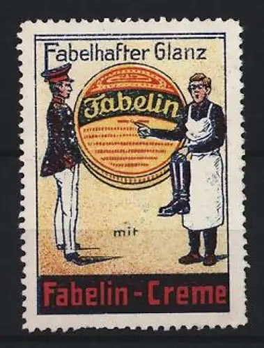 Reklamemarke Fabelin-Creme, Schuhputzer und Offizier