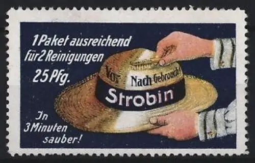 Reklamemarke Strobin, Hutreinigung in 3 Minuten