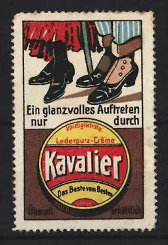 Reklamemarke Kavalier Lederputz-Crème, Schuhpflegemittel, Elegante Schuhe