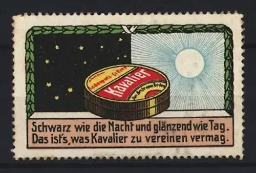 Reklamemarke Kavalier Lederputz-Creme, Schuhpflegemittel, Sonne und Sterne
