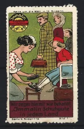 Reklamemarke Immalin, Schuhputzmittel, Schuhputzer-Szene