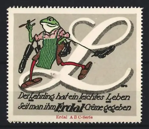 Reklamemarke Erdal, Schuhcreme, Frosch mit Stiefeln