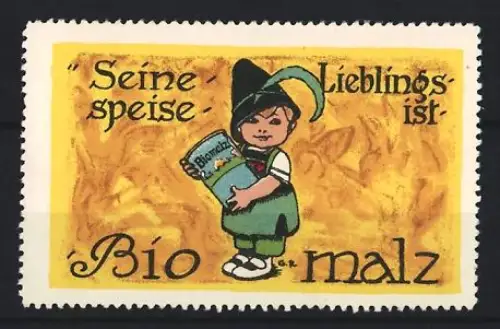Reklamemarke Biomalz, Kräftigungspräparat, Kind mit Mütze
