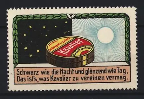 Reklamemarke Kavalier, Schuhputzmittel, Sonne und Sternenhimmel