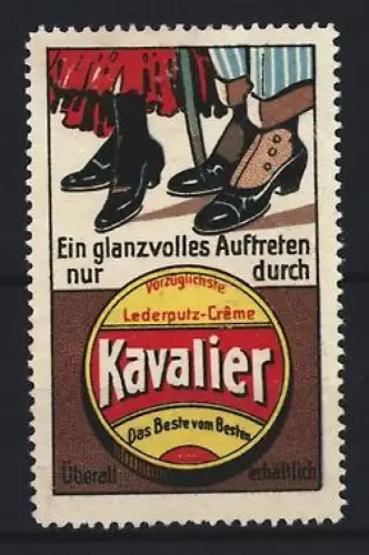 Reklamemarke Kavalier, Lederputz-Crème, Schuhputzmittel, elegante Schuhe