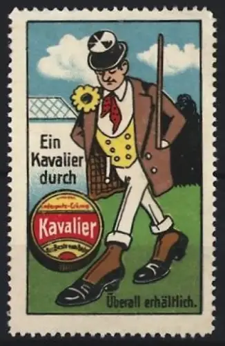 Reklamemarke Kavalier, Schuhputzmittel, Gentleman in feinen Schuhen