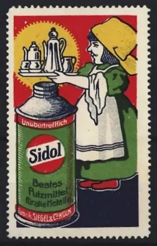 Reklamemarke Köln, Siegel & Co., Sidol Putzmittel, Reinigungsmittel, Mädchen mit Tablett und Kanne