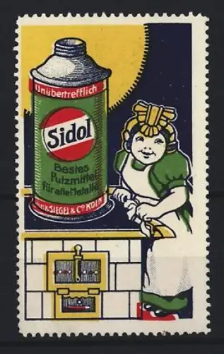 Reklamemarke Köln, Siegel & Co., Sidol Putzmittel, Reinigungsmittel, Kind und Dose