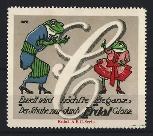 Reklamemarke Erdal, Schuhputzmittel, tanzende Frösche