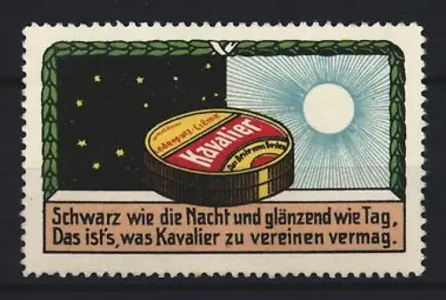 Reklamemarke Kavalier, Schuhpflegemittel, Dose unter Sternen und Sonne