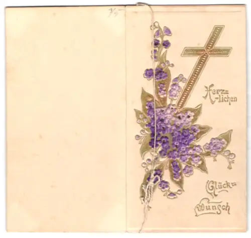 Glückwunschkarte Konfirmation, Fliederschmuck, Nun tritt das Leben ernst heran - Sei stark und rüste dich zum Streite