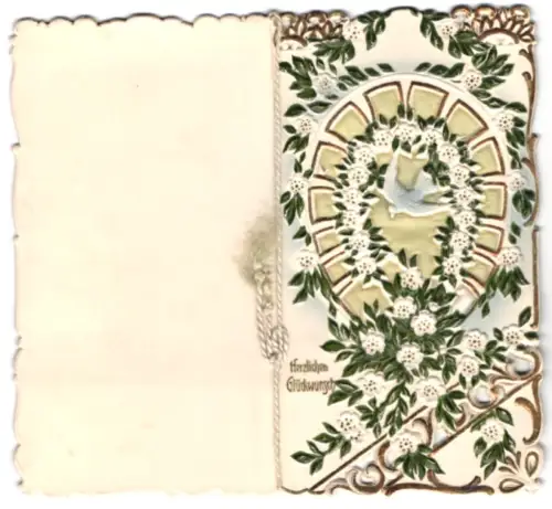 Glückwunschkarte Hochzeit, Weisse Taube, Oh wahret sie als euren höchsten Schatz