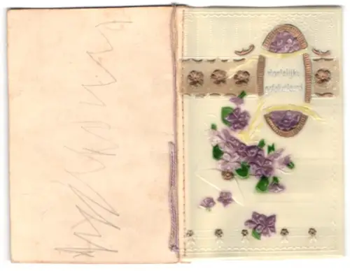 Glückwunschkarte Geburtstagsgruss, Mit geprägten lilafarbenen Blumen