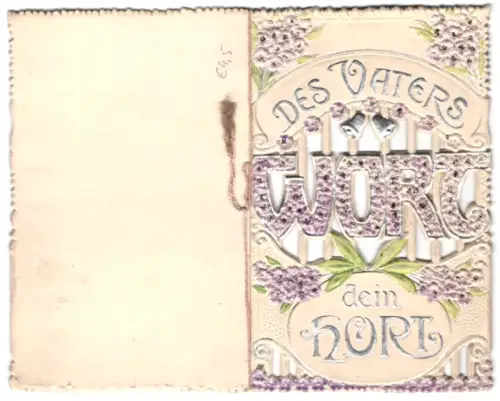 Glückwunschkarte Konfirmation, Des Vaters Wort, dein Hort, Blumen und Glockenmuster