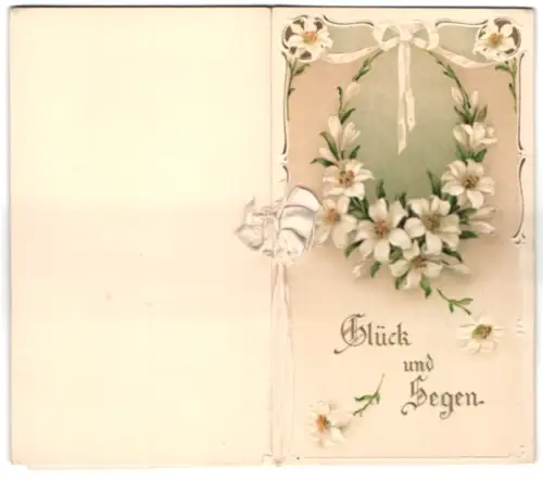 Glückwunschkarte Konfirmation, Glück und Segen, Motiv mit weissen Lilien