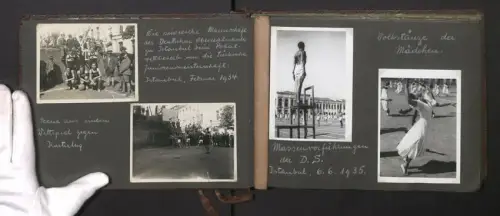 Fotoalbum mit 148 Fotografien, Basketball 1934-1950 Istanbul, Berlin, Spiele Mannschaften Frauen