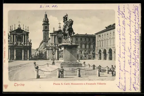 AK Torino, Piazza S. Carlo, Monumento a Emanuele Filiberto