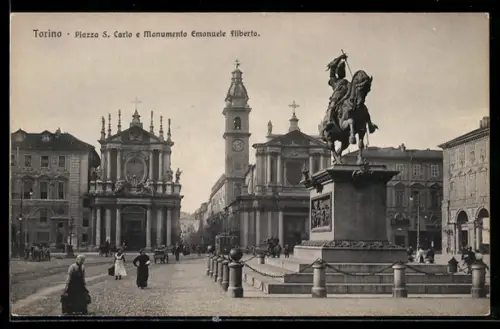 AK Torino, Piazza S. Carlo e Monumento Emanuele Filiberto