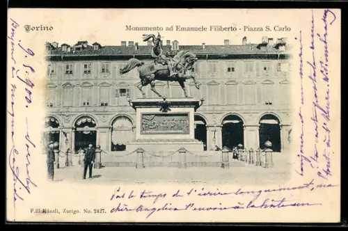AK Torino, Monumento ad Emanuele Filiberto, Piazza S. Carlo