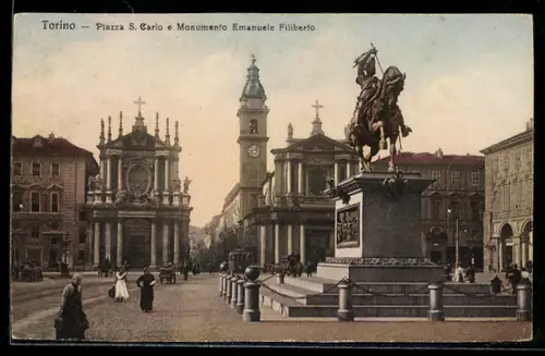 AK Torino, Piazza S. Carlo e Monumento Emanuele Filiberto