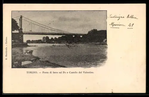 AK Torino, Ponte di ferro sul Po e Castello del Valentino