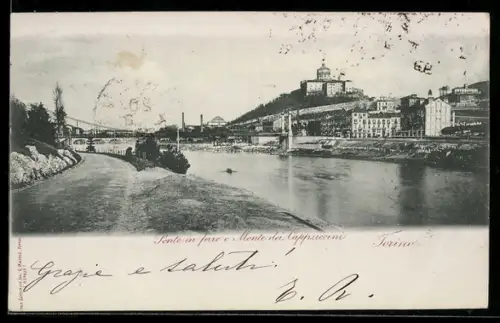 AK Torino, Ponte in ferro e Monte dei Cappuccini, Panorama