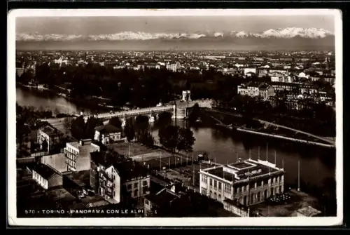 AK Torino, Panorama con le Alpi e fiume