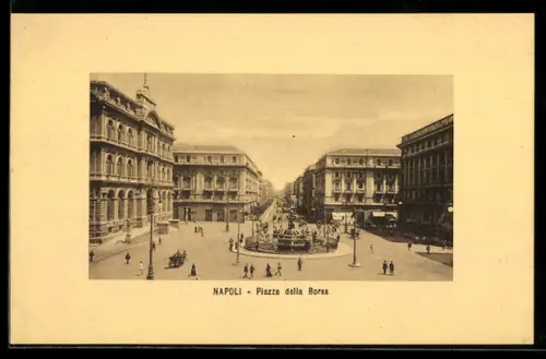 AK Napoli, Piazza della Borsa con vista sui palazzi storici