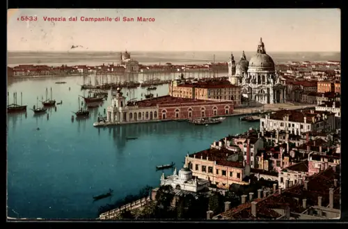 AK Venezia, Vista dal Campanile di San Marco con il Canal Grande e la Basilica di Santa Maria della Salute