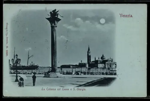 Präge-AK Venezia, La Colonna col Leone e S. Giorgio