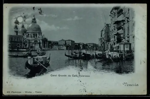Mondschein-AK Venezia, Canal Grande da Calle Vallaresso