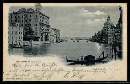 AK Venezia, Canal Grande da Don Carlos con gondola, Luna