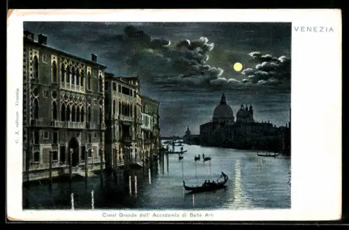 AK Venezia, Canal Grande dall`Accademia di Belle Arti al chiaro di luna