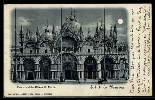 AK Venezia, Facciata della Chiesa S. Marcoal chiaro di luna