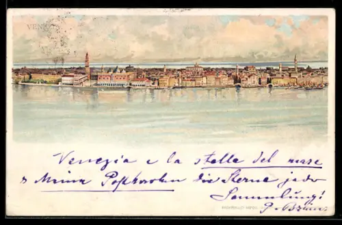 Künstler-AK Venezia, Panoramica della città vista dal mare