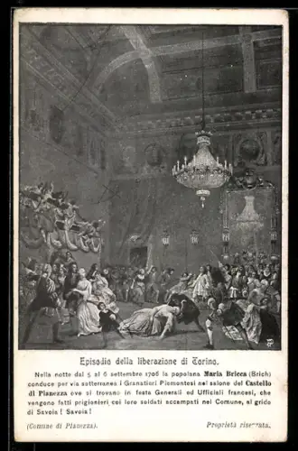 AK Torino, Episodio della liberazione di Torino nel salone del Castello di Pianezza