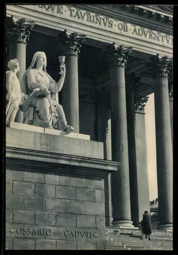 AK Torino, Tempio della Gran Madre di Dio, statua e colonne monumentali