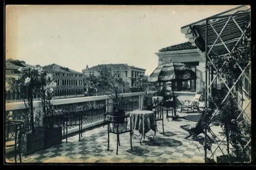 AK Venezia, Canal Grande, Pensione Casa Petrarca, Dettaglio terrazza