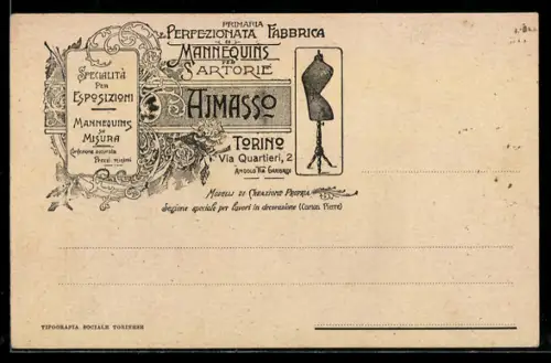 AK Torino, Pubblicità di manichini sartoriali Aimasso, Via Quartieri 2