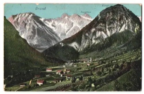 Relief-AK Brand, Panorama mit Mottenkopf und Scesaplana