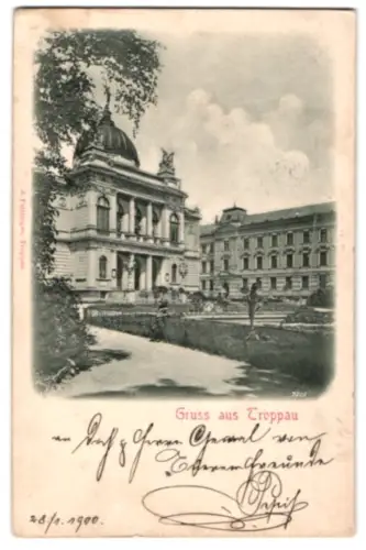 Relief-AK Troppau, Kaiser Franz Josef-Museum