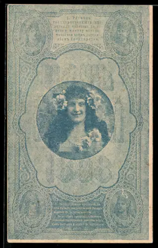 AK Portrait einer Frau in einem russischen Geldschein