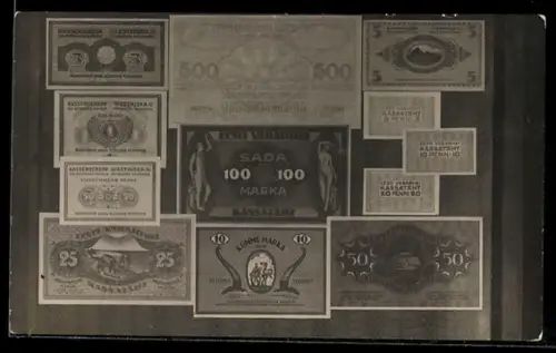 AK Verschiedene estnische Geldscheine