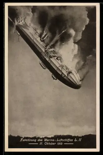 AK Zerstörung des Marine-Luftschiffes L II am 17.10.1913