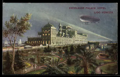 AK Venezia-Lido, Excelsior Palace Hotel, Luftschiff