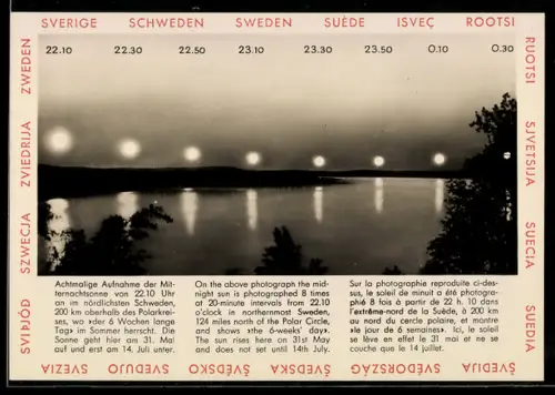 AK Achtmalige Aufnahme der Mitternachtssonne im nördlichsten Schweden